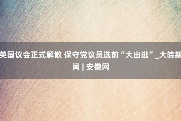 英国议会正式解散 保守党议员选前“大出逃”_大皖新闻 | 安徽网