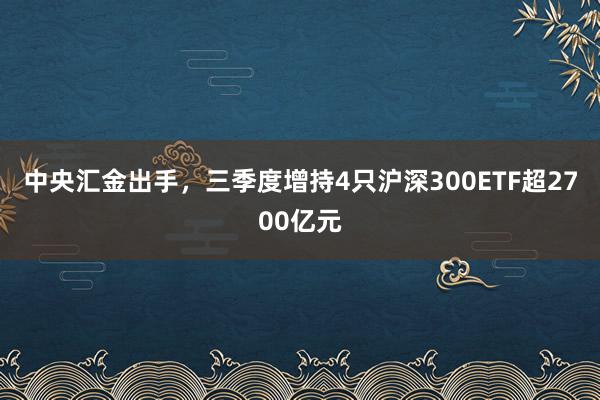 中央汇金出手，三季度增持4只沪深300ETF超2700亿元