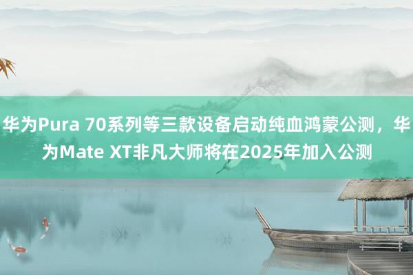 华为Pura 70系列等三款设备启动纯血鸿蒙公测，华为Mate XT非凡大师将在2025年加入公测