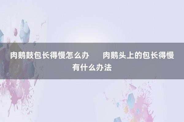 肉鹅鼓包长得慢怎么办      肉鹅头上的包长得慢有什么办法