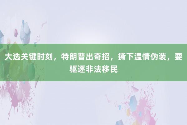 大选关键时刻，特朗普出奇招，撕下温情伪装，要驱逐非法移民