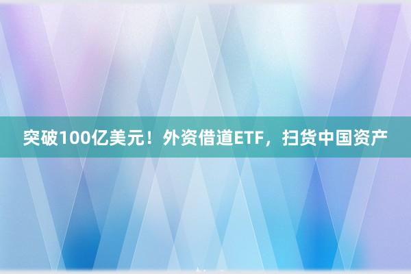 突破100亿美元！外资借道ETF，扫货中国资产