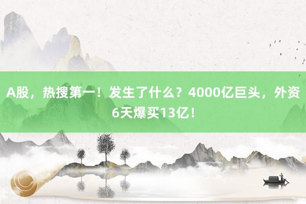 A股，热搜第一！发生了什么？4000亿巨头，外资6天爆买13亿！