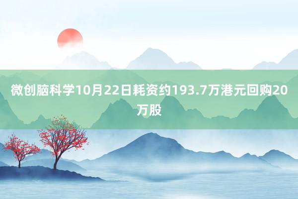 微创脑科学10月22日耗资约193.7万港元回购20万股