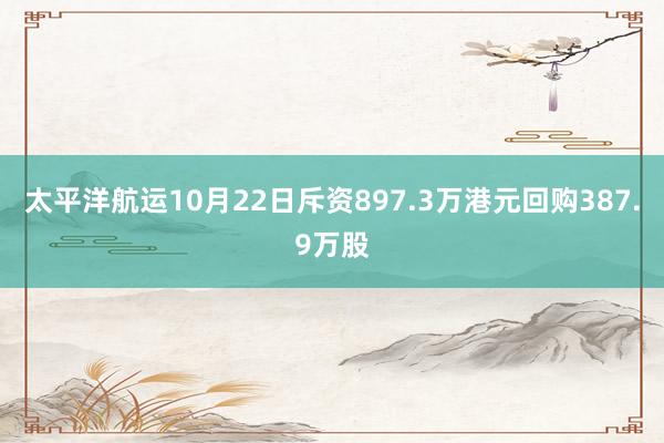 太平洋航运10月22日斥资897.3万港元回购387.9万股