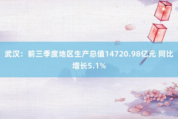 武汉：前三季度地区生产总值14720.98亿元 同比增长5.1%