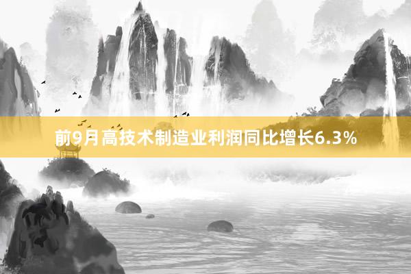 前9月高技术制造业利润同比增长6.3%