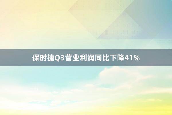 保时捷Q3营业利润同比下降41%