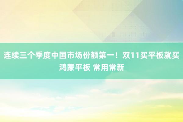 连续三个季度中国市场份额第一！双11买平板就买鸿蒙平板 常用常新