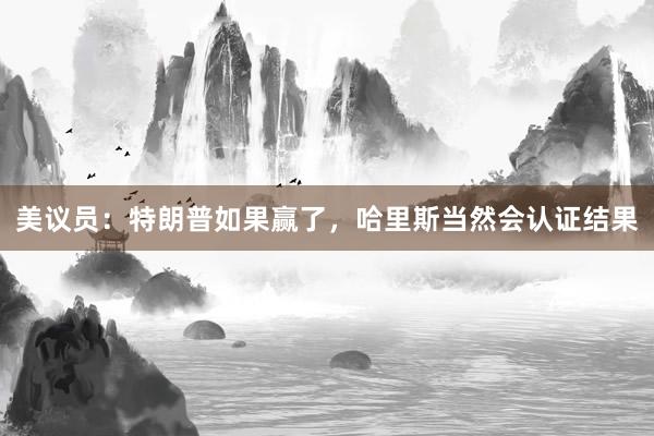 美议员：特朗普如果赢了，哈里斯当然会认证结果