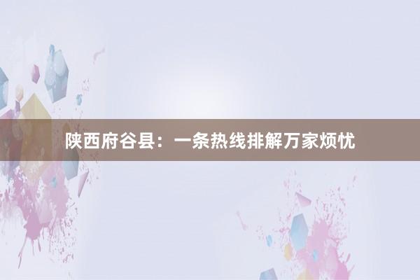 陕西府谷县：一条热线排解万家烦忧