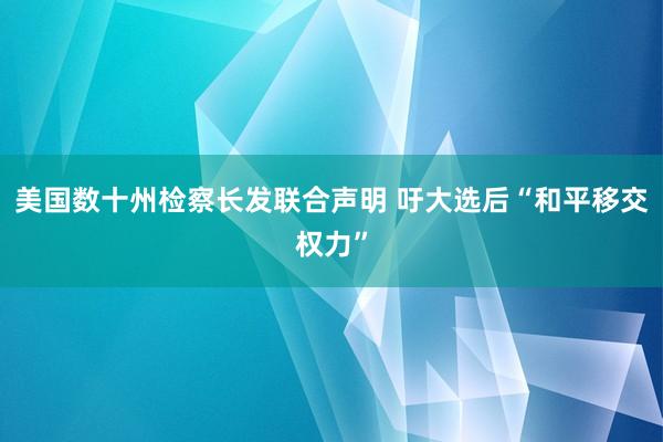 美国数十州检察长发联合声明 吁大选后“和平移交权力”