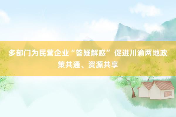 多部门为民营企业“答疑解惑” 促进川渝两地政策共通、资源共享