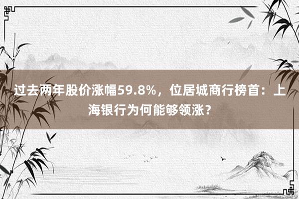 过去两年股价涨幅59.8%，位居城商行榜首：上海银行为何能够领涨？