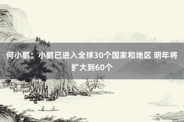 何小鹏：小鹏已进入全球30个国家和地区 明年将扩大到60个