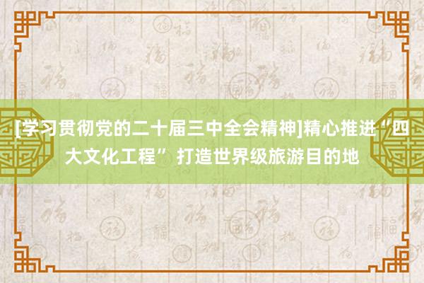 [学习贯彻党的二十届三中全会精神]精心推进“四大文化工程” 打造世界级旅游目的地