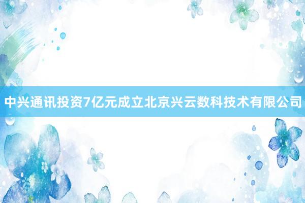 中兴通讯投资7亿元成立北京兴云数科技术有限公司