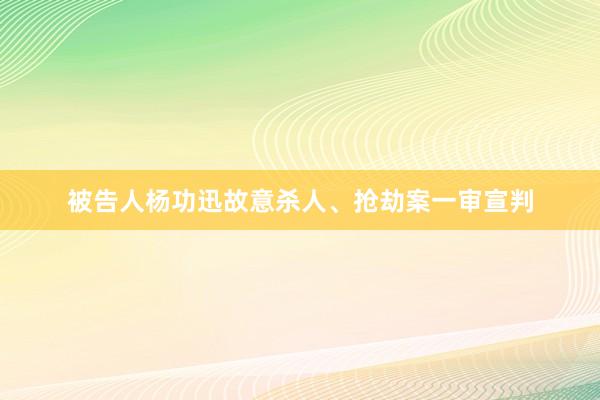 被告人杨功迅故意杀人、抢劫案一审宣判