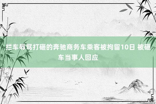 拦车辱骂打砸的奔驰商务车乘客被拘留10日 被砸车当事人回应