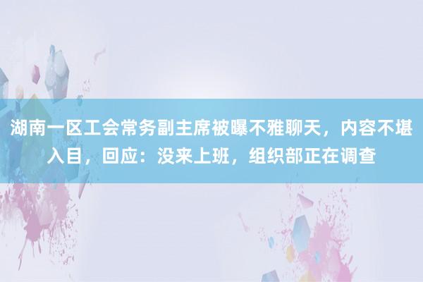 湖南一区工会常务副主席被曝不雅聊天，内容不堪入目，回应：没来上班，组织部正在调查