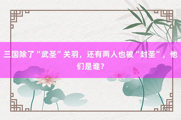 三国除了“武圣”关羽，还有两人也被“封圣”，他们是谁？