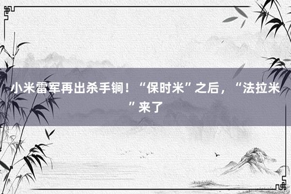 小米雷军再出杀手锏！“保时米”之后，“法拉米”来了