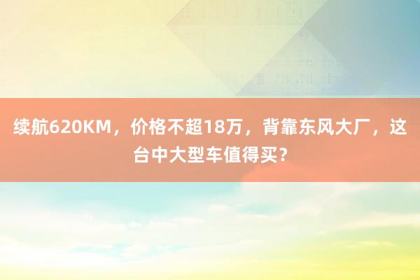 续航620KM，价格不超18万，背靠东风大厂，这台中大型车值得买？