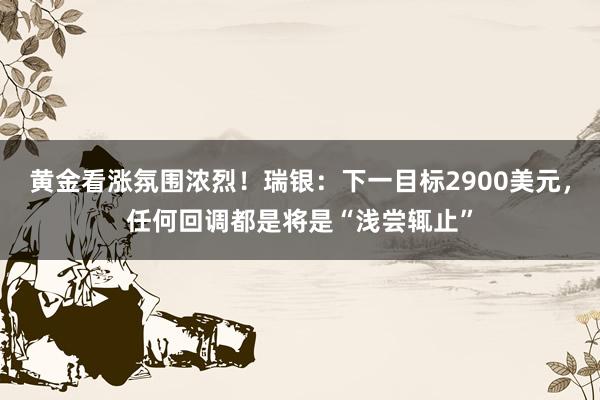 黄金看涨氛围浓烈！瑞银：下一目标2900美元，任何回调都是将是“浅尝辄止”