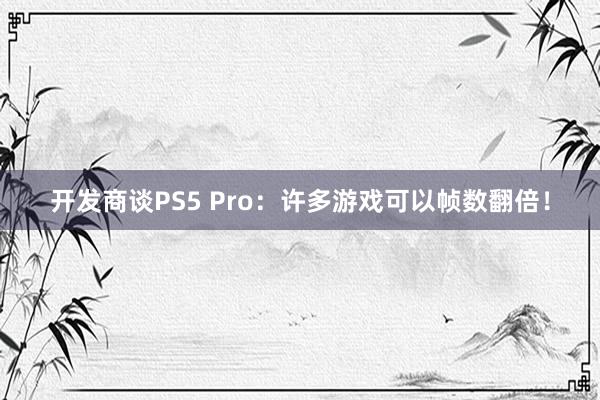 开发商谈PS5 Pro：许多游戏可以帧数翻倍！