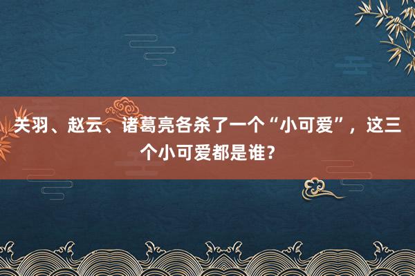 关羽、赵云、诸葛亮各杀了一个“小可爱”，这三个小可爱都是谁？