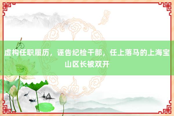 虚构任职履历，诬告纪检干部，任上落马的上海宝山区长被双开