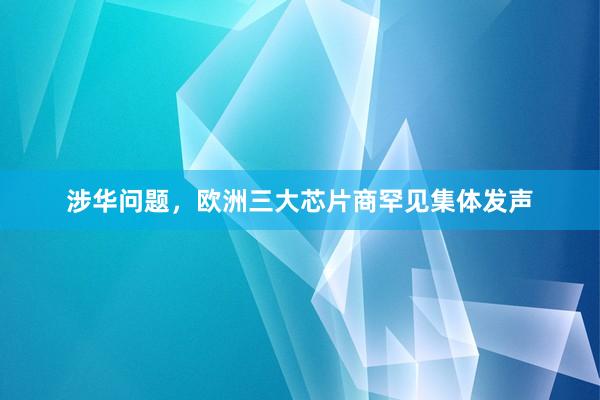 涉华问题，欧洲三大芯片商罕见集体发声