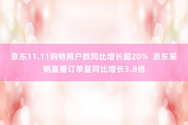 京东11.11购物用户数同比增长超20%  京东采销直播订单量同比增长3.8倍