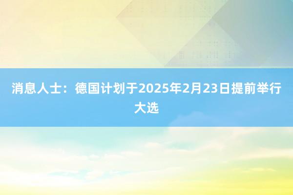 消息人士：德国计划于2025年2月23日提前举行大选