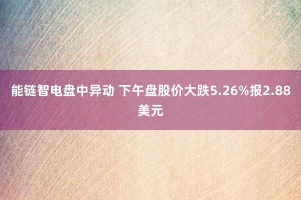 能链智电盘中异动 下午盘股价大跌5.26%报2.88美元