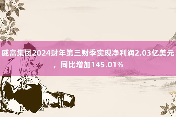 威富集团2024财年第三财季实现净利润2.03亿美元，同比增加145.01%