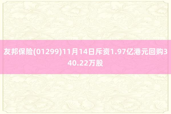 友邦保险(01299)11月14日斥资1.97亿港元回购340.22万股