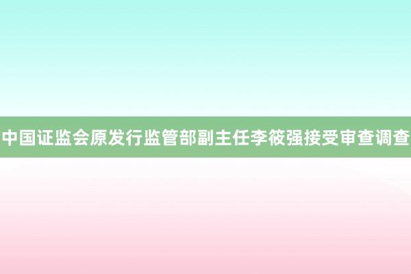 中国证监会原发行监管部副主任李筱强接受审查调查