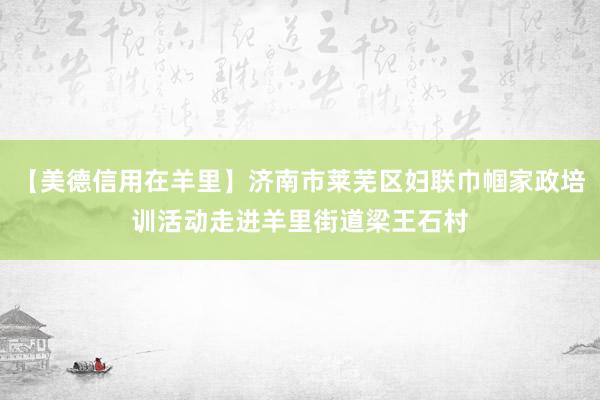 【美德信用在羊里】济南市莱芜区妇联巾帼家政培训活动走进羊里街道梁王石村