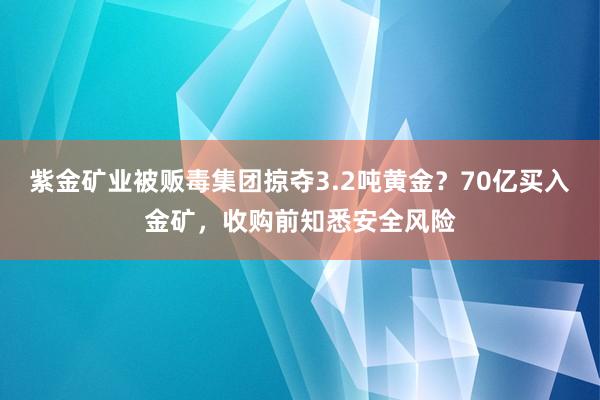 紫金矿业被贩毒集团掠夺3.2吨黄金？70亿买入金矿，收购前知悉安全风险