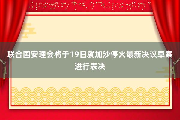 联合国安理会将于19日就加沙停火最新决议草案进行表决