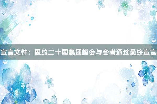 宣言文件：里约二十国集团峰会与会者通过最终宣言