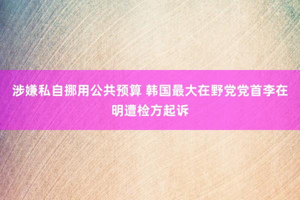 涉嫌私自挪用公共预算 韩国最大在野党党首李在明遭检方起诉