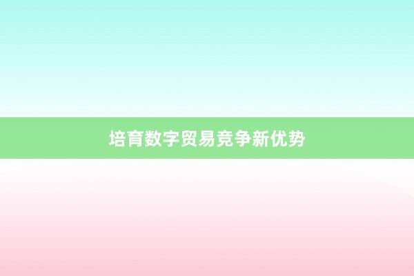 培育数字贸易竞争新优势