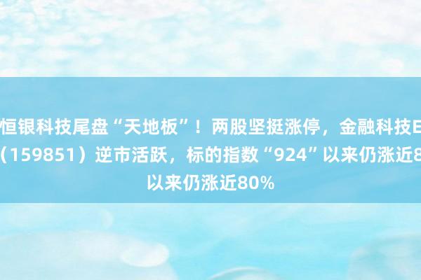 恒银科技尾盘“天地板”！两股坚挺涨停，金融科技ETF（159851）逆市活跃，标的指数“924”以来仍涨近80%