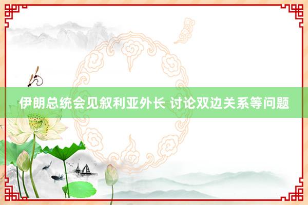 伊朗总统会见叙利亚外长 讨论双边关系等问题