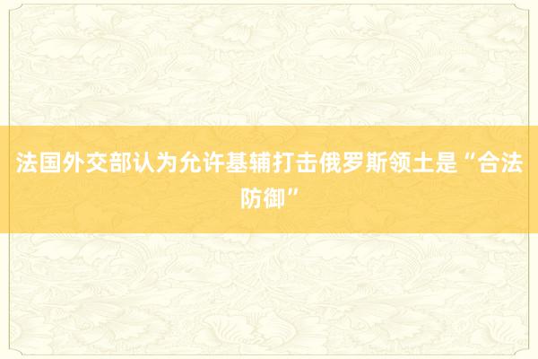 法国外交部认为允许基辅打击俄罗斯领土是“合法防御”