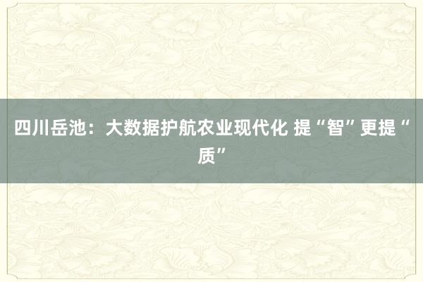 四川岳池：大数据护航农业现代化 提“智”更提“质”