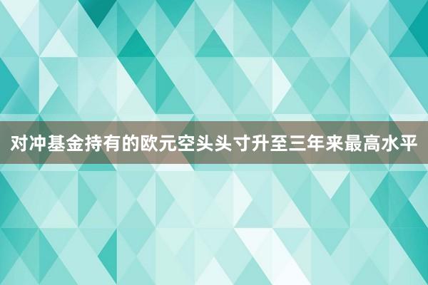 对冲基金持有的欧元空头头寸升至三年来最高水平