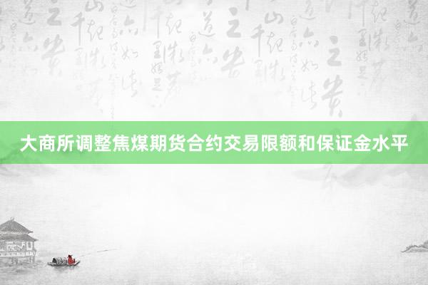 大商所调整焦煤期货合约交易限额和保证金水平